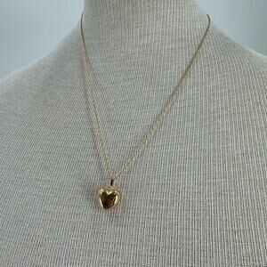 NWOT Dyadema Gold plated Sterling silver puffy heart necklace